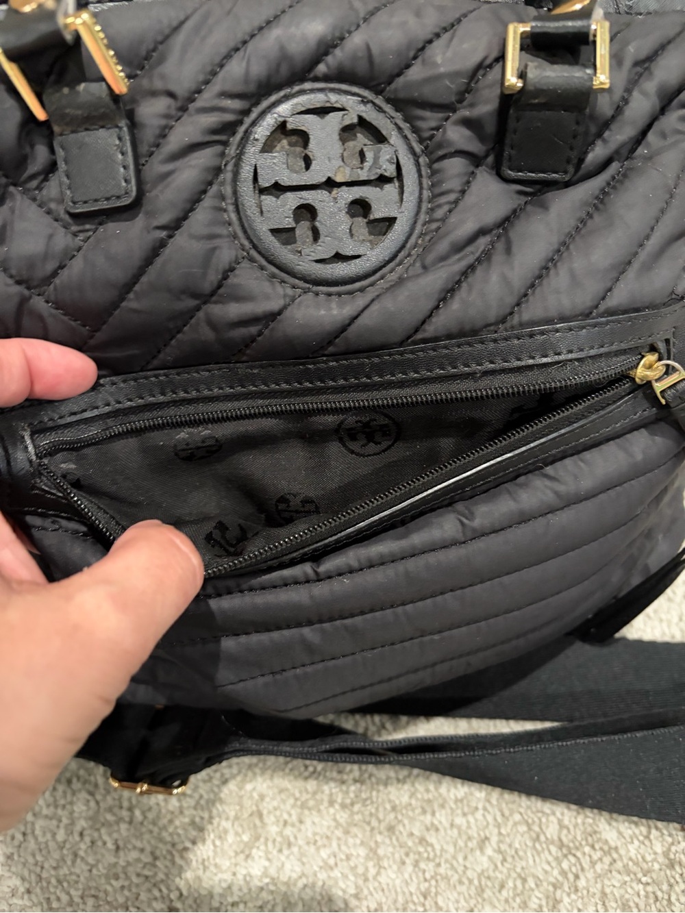 Tory Burch Quilted Tote Bag, Convertible, Women’s Black Crossbody / Shoulder Bag - Picture 4 of 10